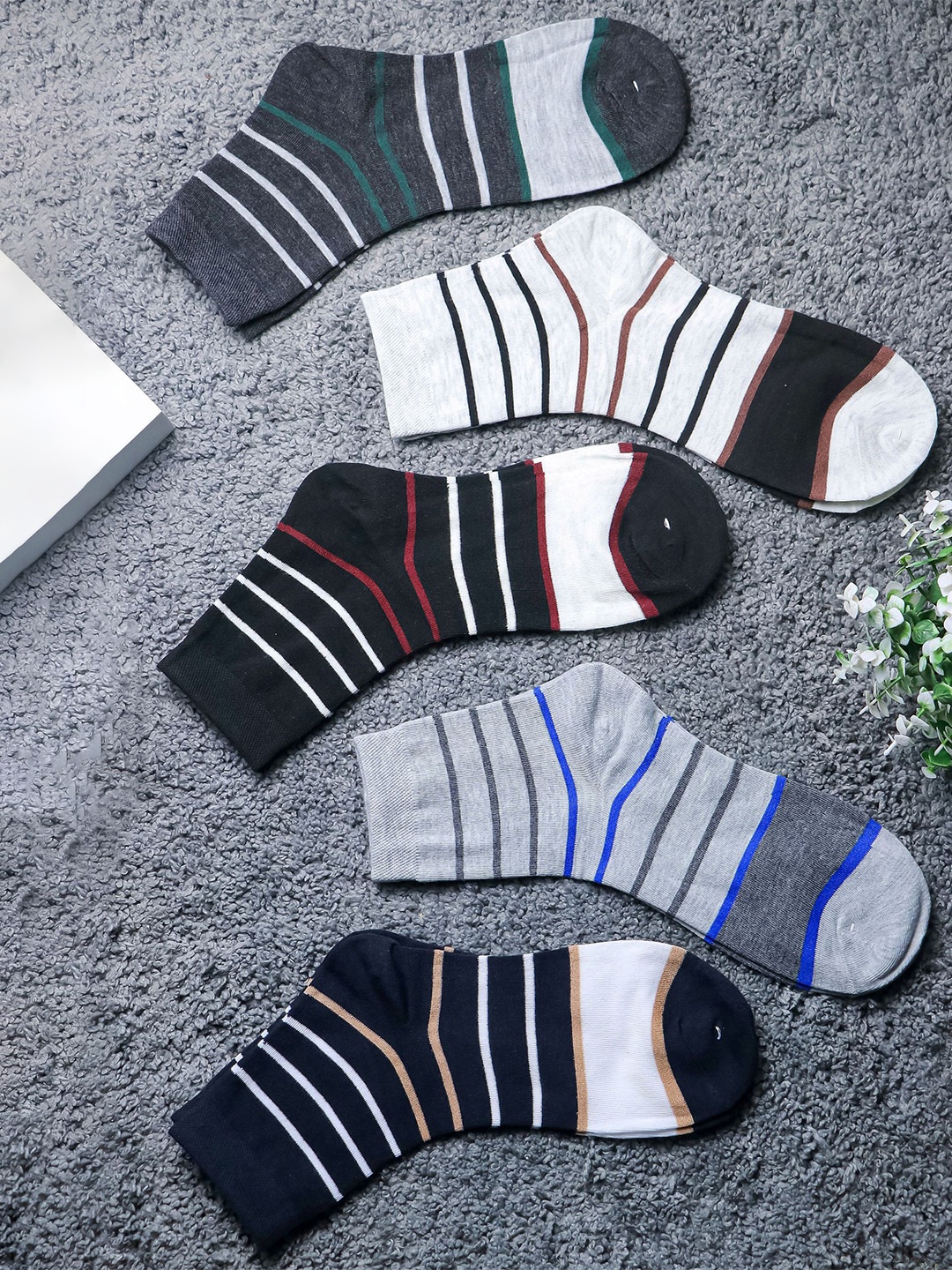 

Brauch Pack Of 5 Assorted Striped Above Ankle-Length Socks
