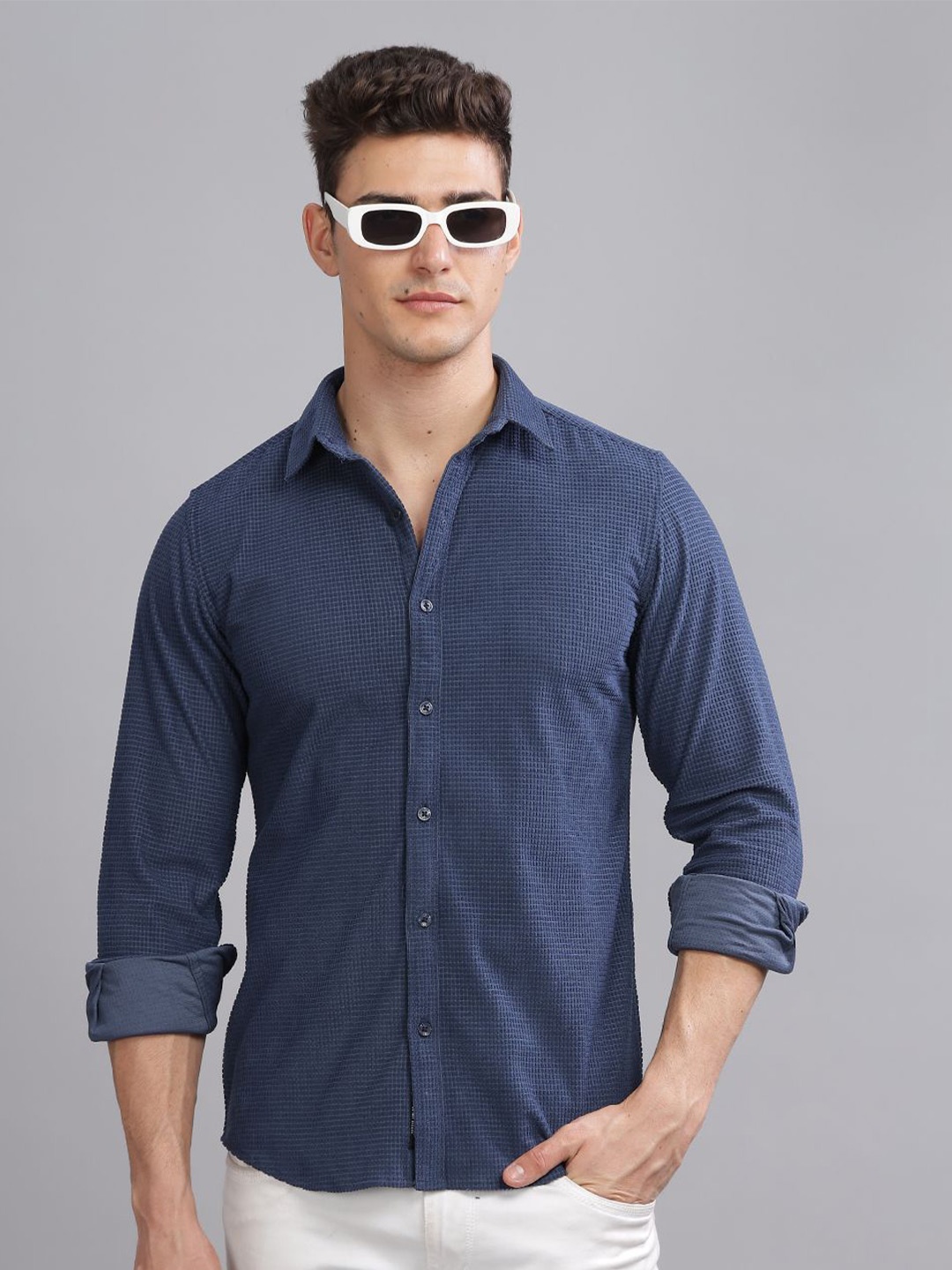 

PAUL STREET Men Standard Slim Fit Opaque Casual Shirt, Blue