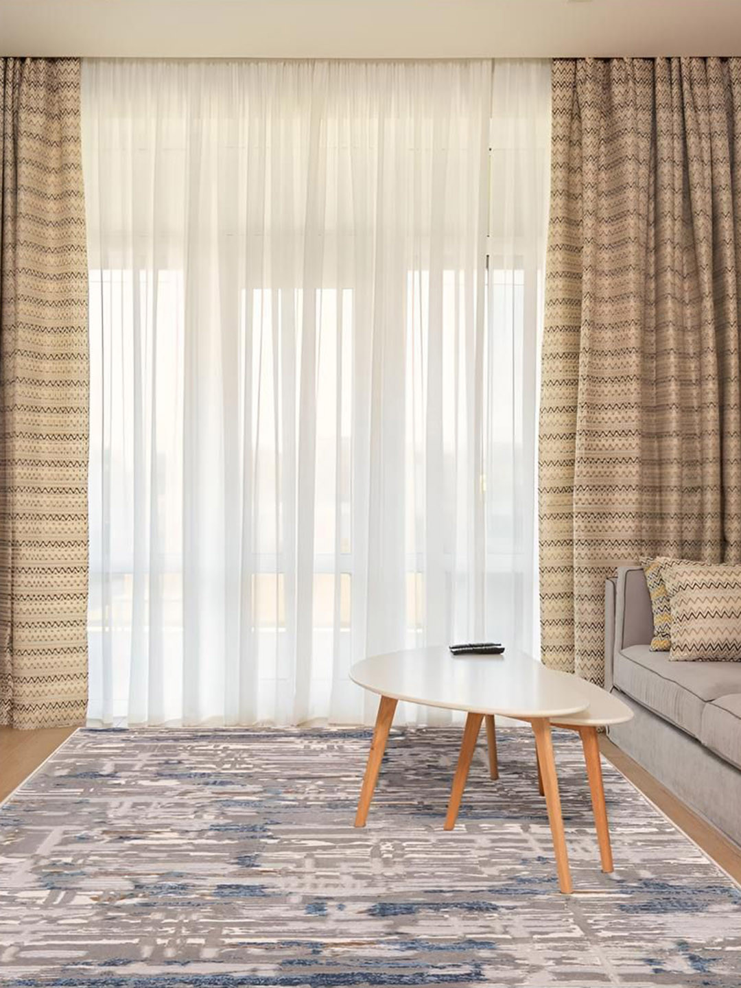 

Sapana Carpet-Mats Grey & White Abstract Anti-Skid Carpet