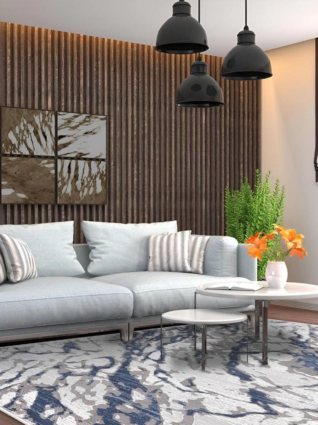 

Sapana Carpet-Mats Grey & White Abstract Anti-Skid Carpet