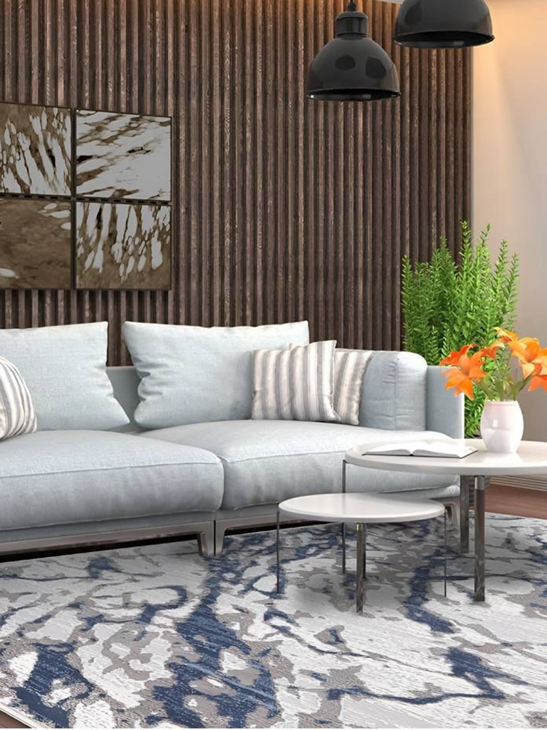 

Sapana Carpet-Mats Grey & White Abstract Anti-Skid Carpet