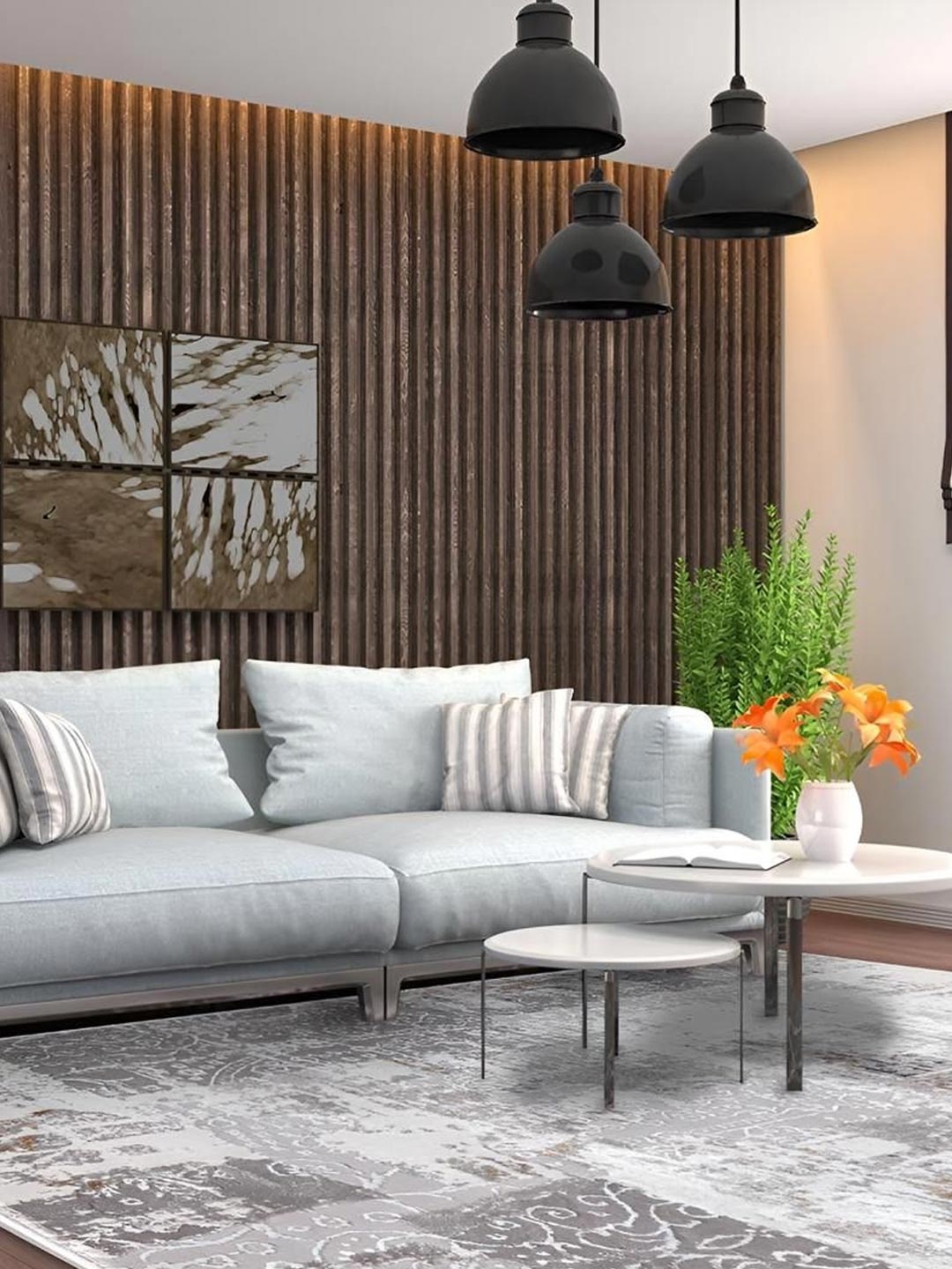 

Sapana Carpet-Mats Grey & White Abstract Anti-Skid Carpet
