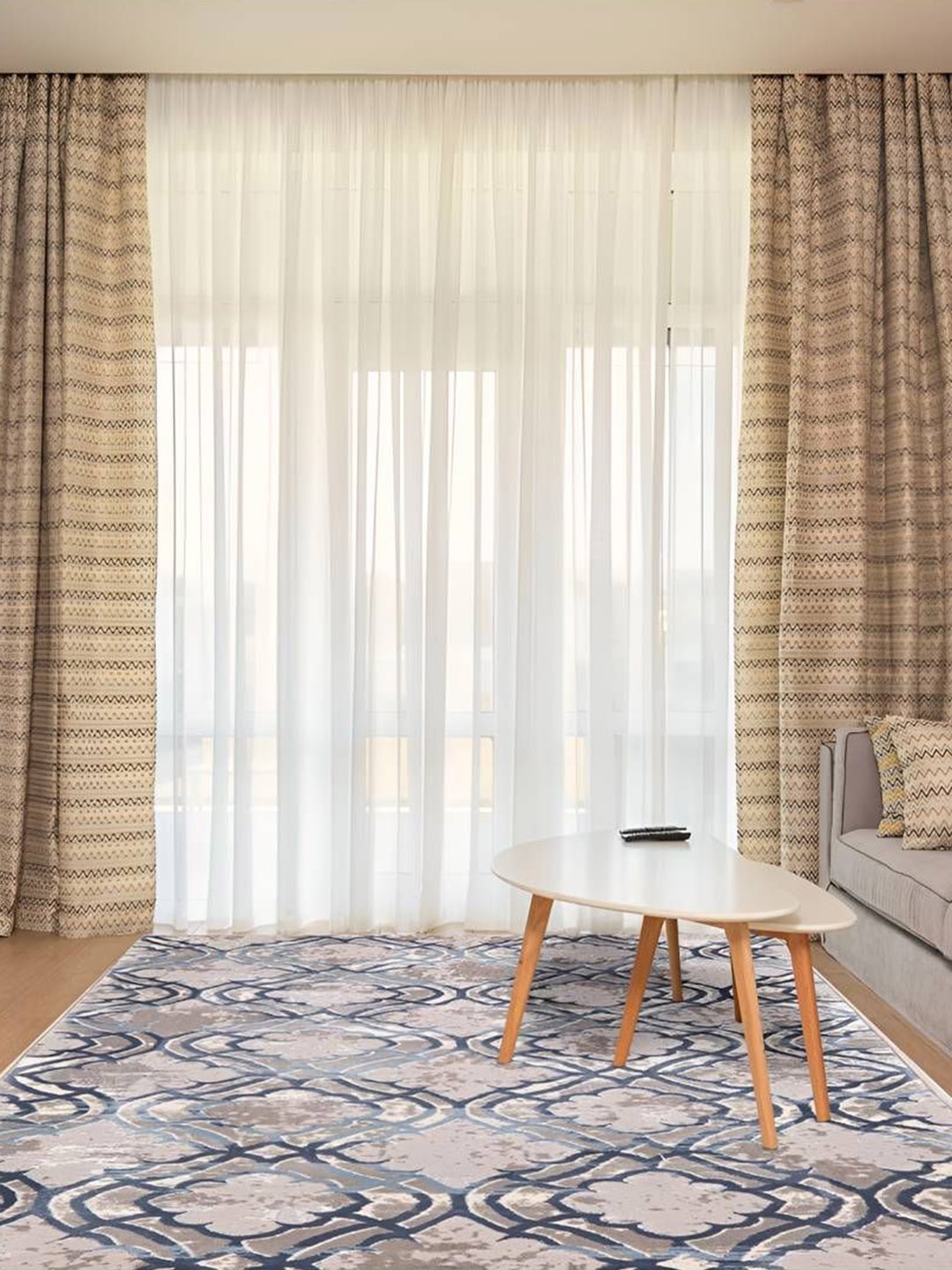 

Sapana Carpet-Mats Grey Ethnic Motifs Anti-Skid Carpet