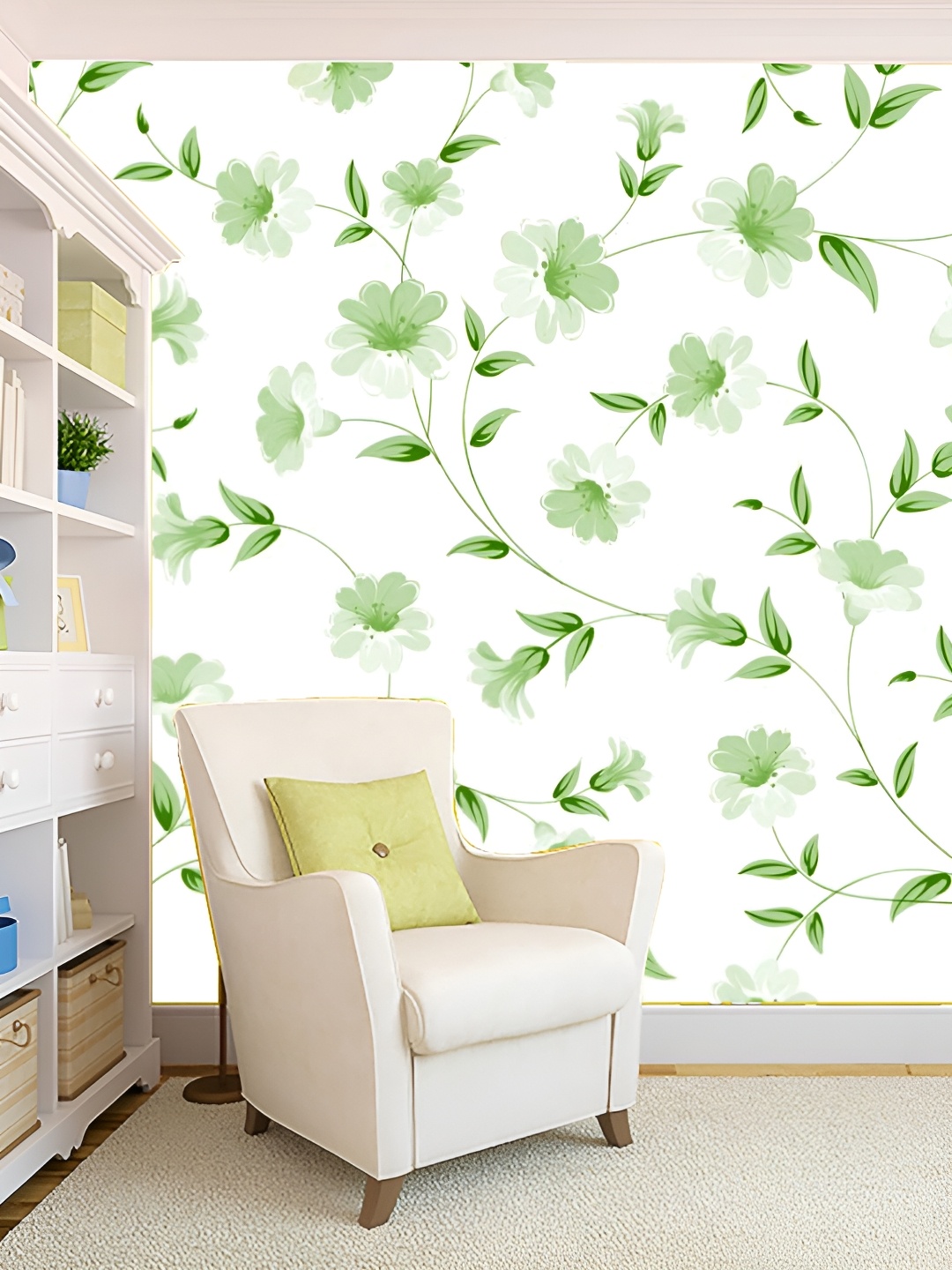 

Aura White & Green Printed Self-Adhesive Wall Sicker
