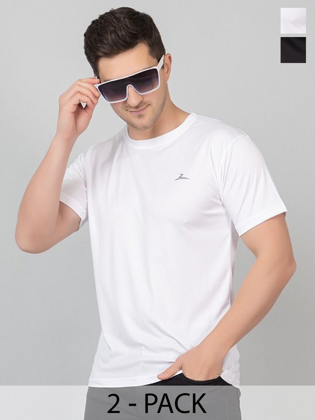 

ZEFFIT Men Pack Of 2 Anti Odour Round Neck T-shirts, Black