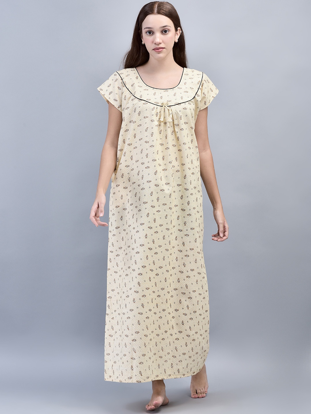 

Noty Floral Printed Maxi Nightdress, Yellow