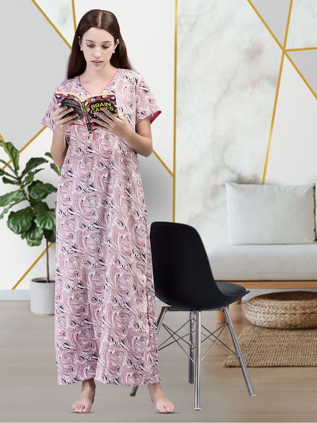 

Noty Printed Maxi Nightdress, Pink