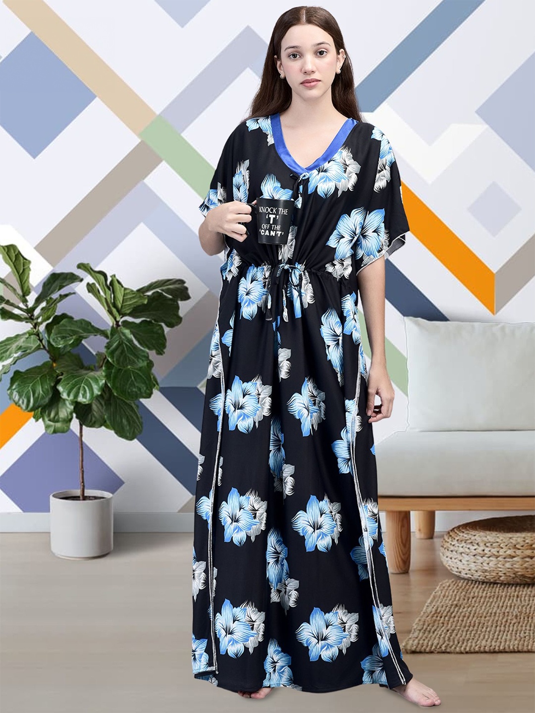 

Noty Printed Maxi Nightdress, Blue