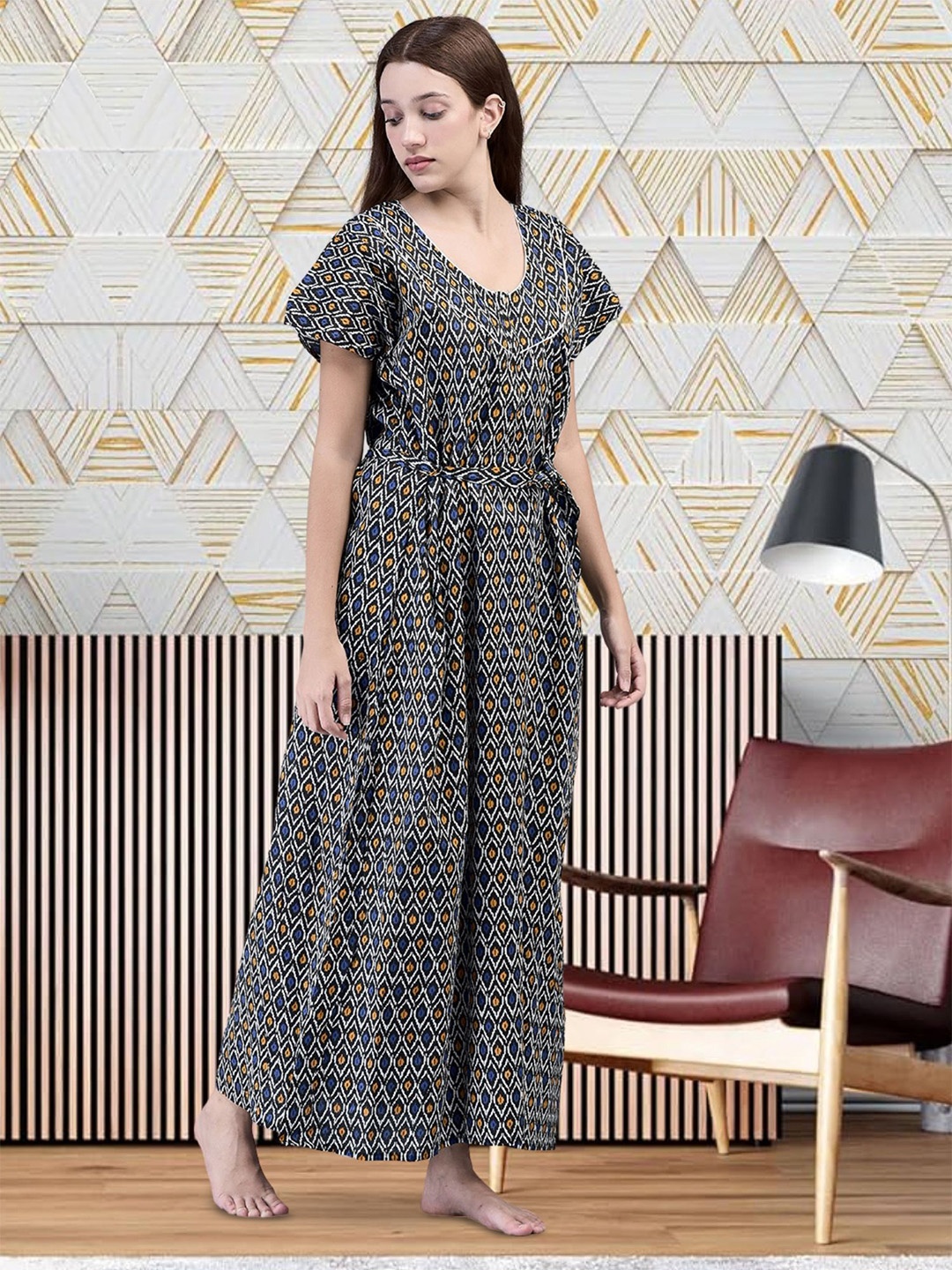 

Noty Printed Maxi Nightdress, Black