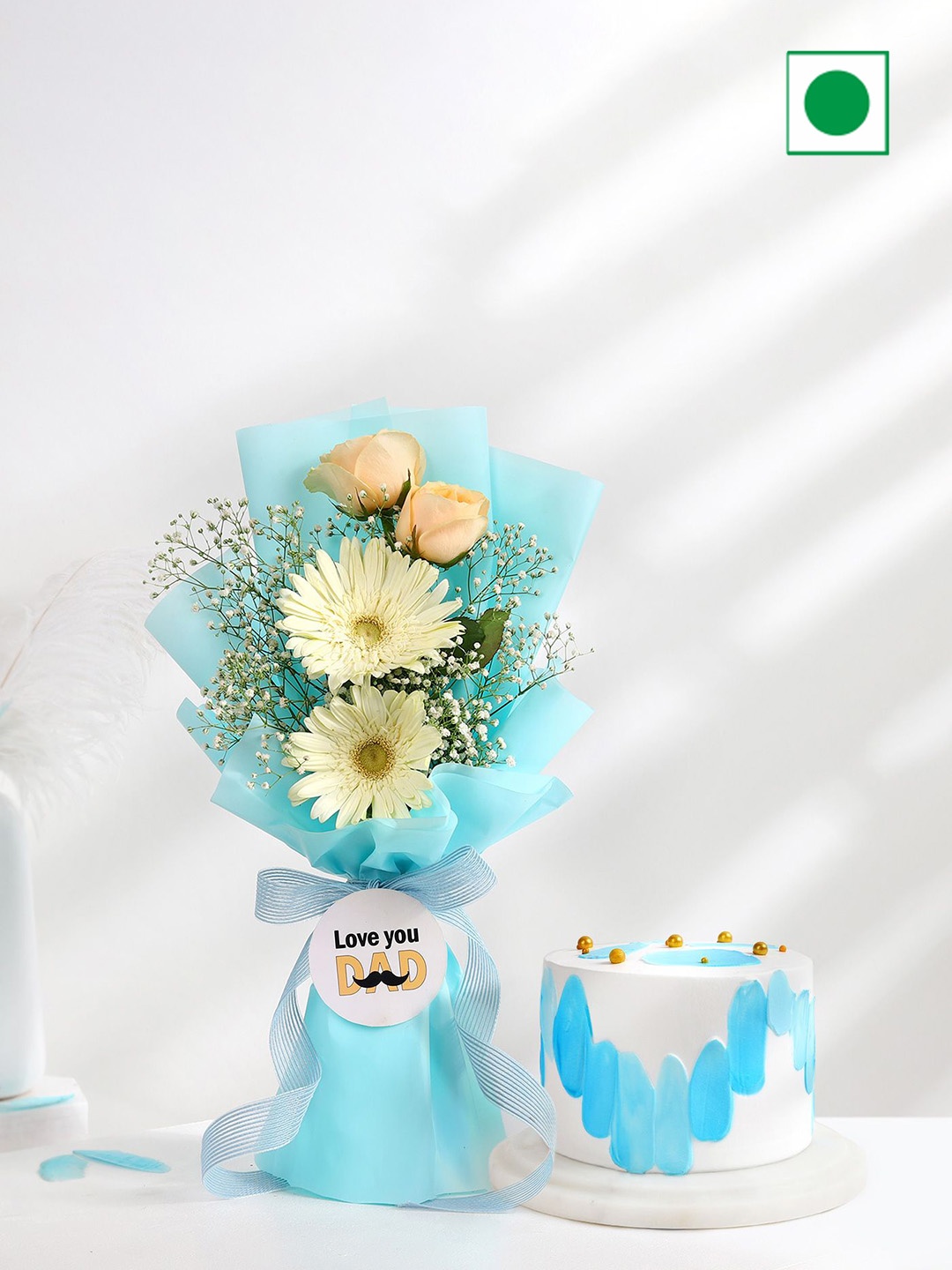 

IGP Unisex Pack of 2 Cake & Flower Bouquet, Blue