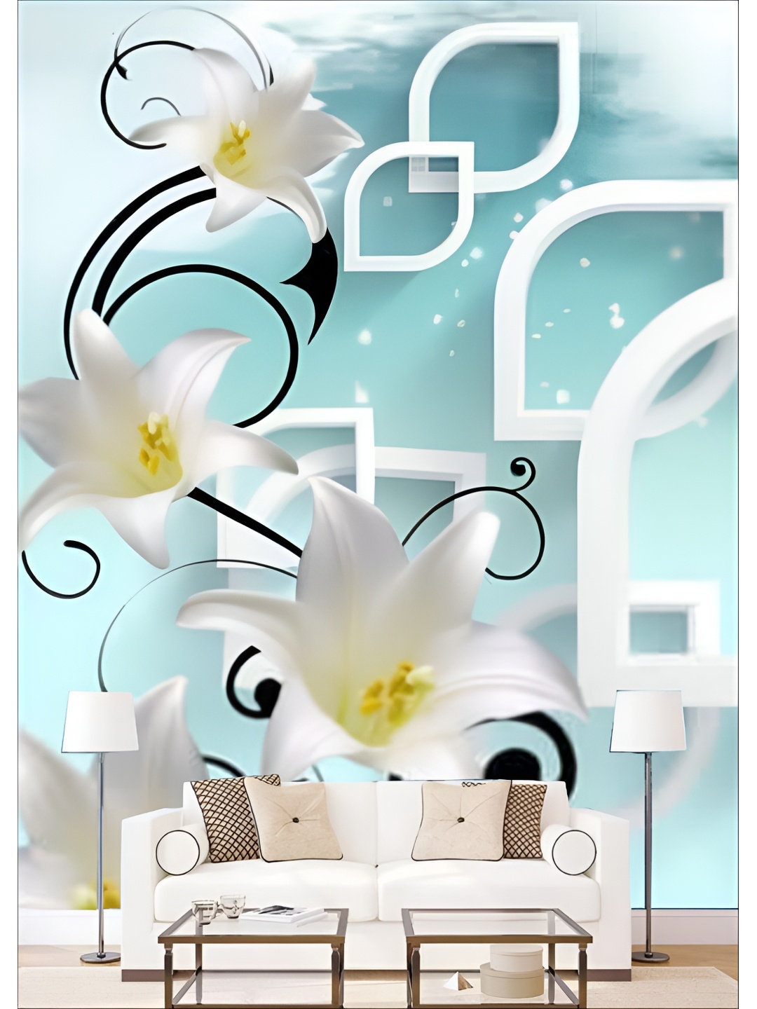 

Aura Teal-Blue & White Printed Self-Adhesive Wall Sicker