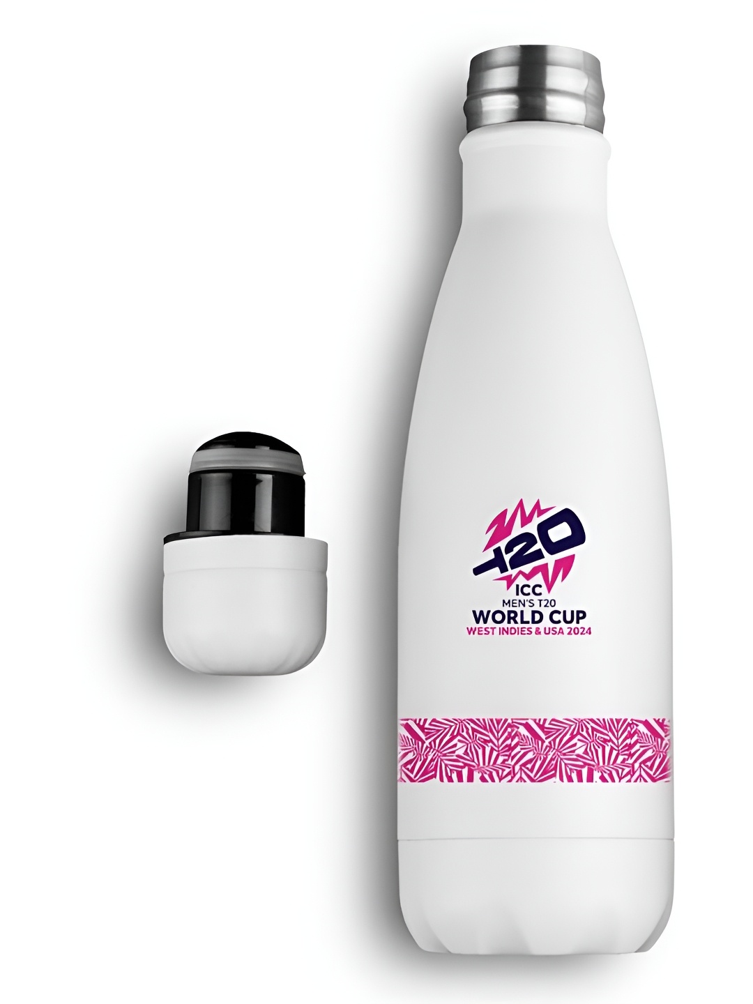 

FanCode White & Pink Single Stainless Steel Printed Water Bottle