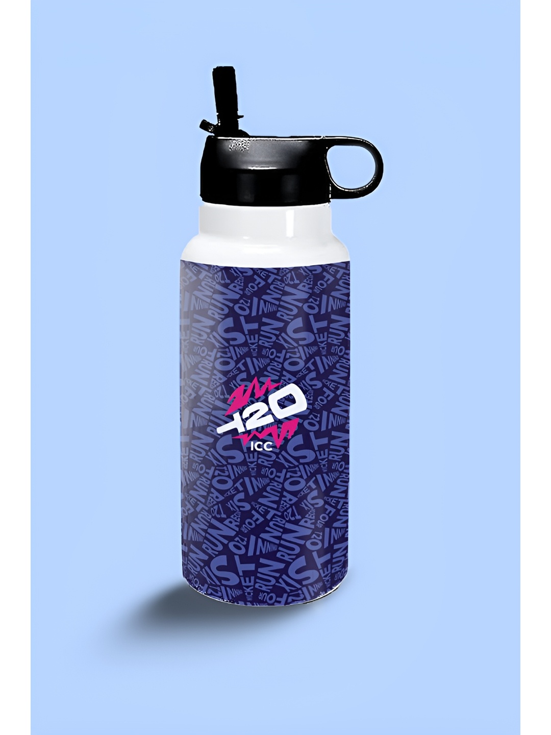 

FanCode Blue & Black Single Stainless Steel Printed Water Bottle