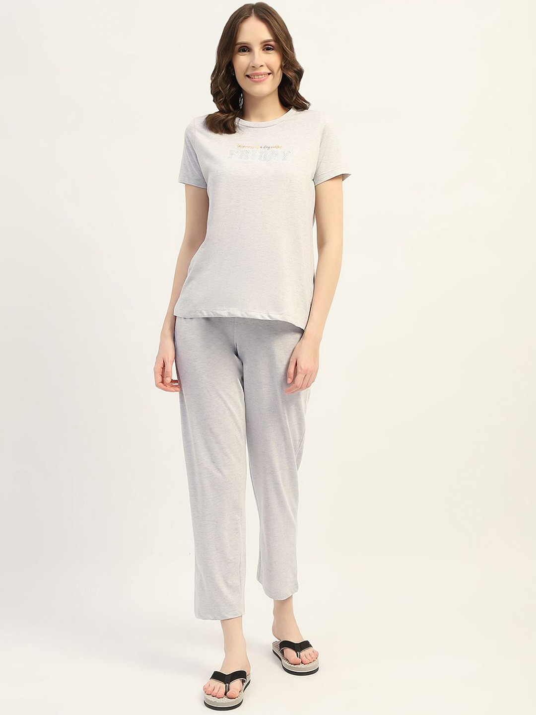 

MADAME M SECRET Women Solid Night suit, Grey