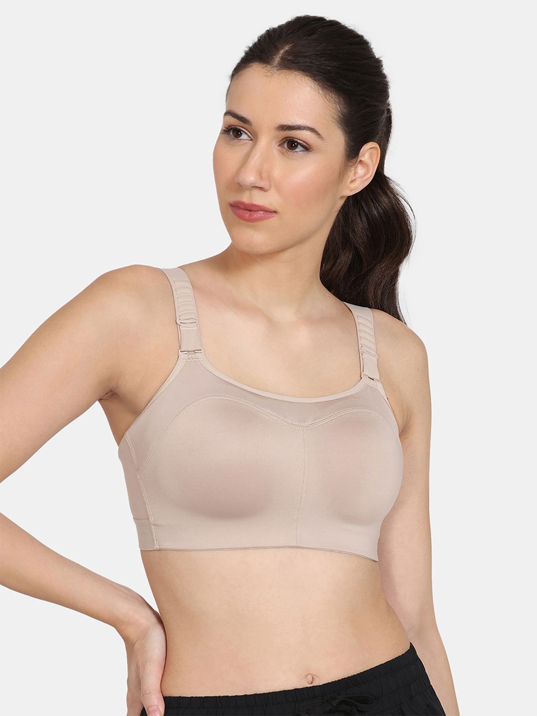 

Zelocity by Zivame Women Full Coverage Lightly Padded Workout Bra, Brown