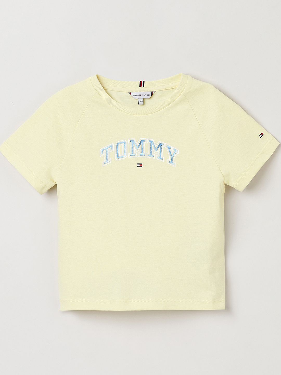 

Tommy Hilfiger Girls Typography Printed Round Neck T-shirt, Yellow