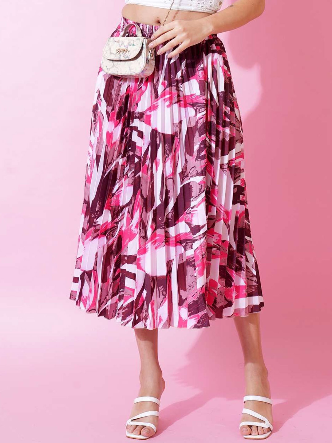 

OTABU Pleated Midi Skirts, Pink