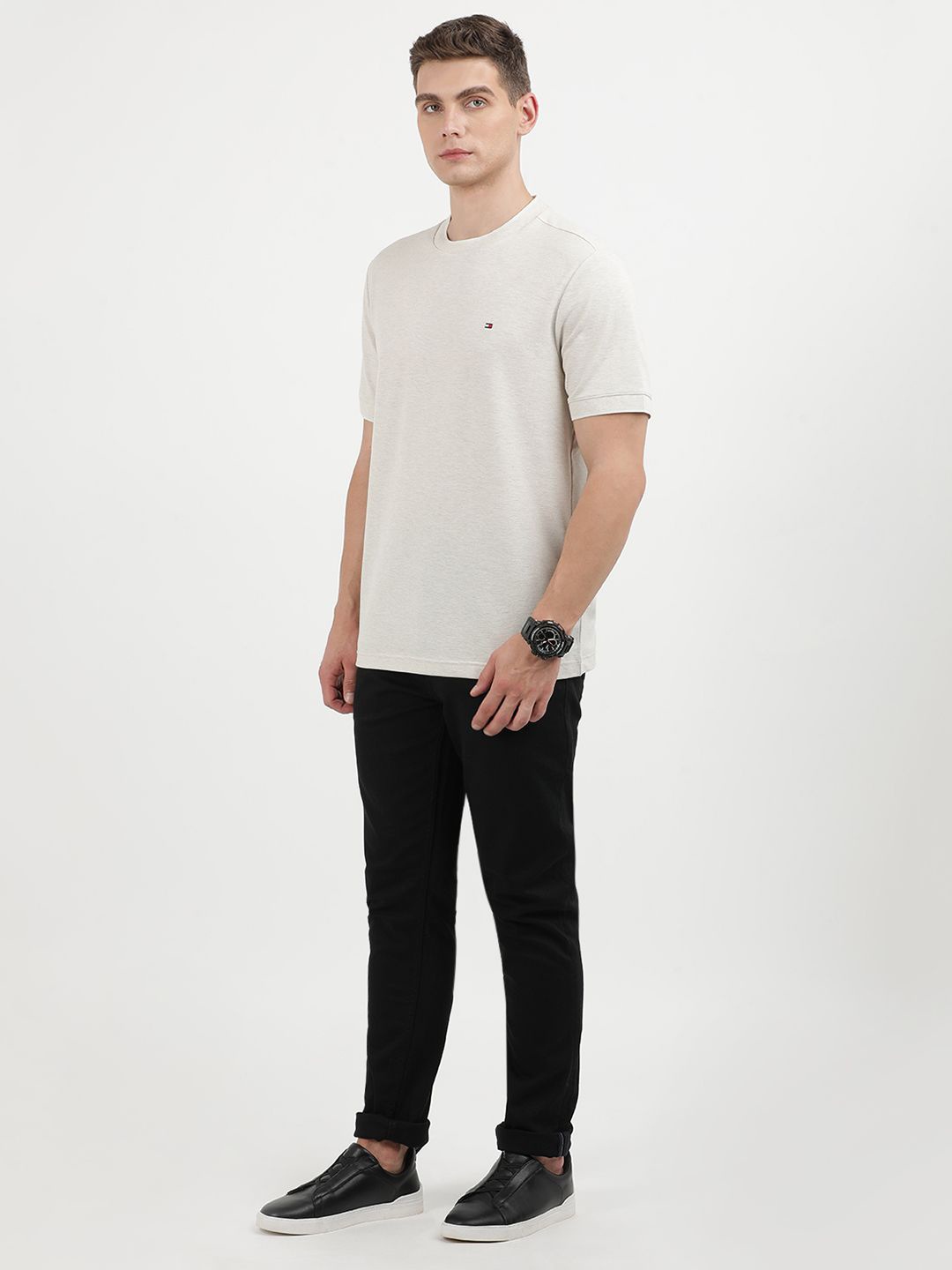 

Tommy Hilfiger Men Round Neck Solid T-shirt, Beige