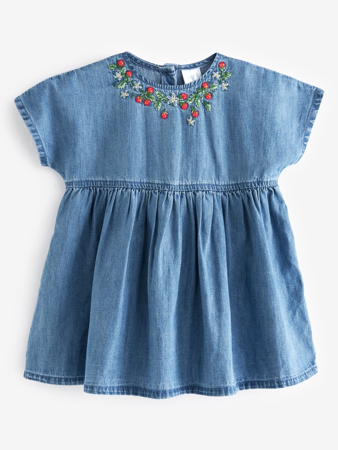 

NEXT Floral Embroidered Denim Fit & Flare Dress, Blue