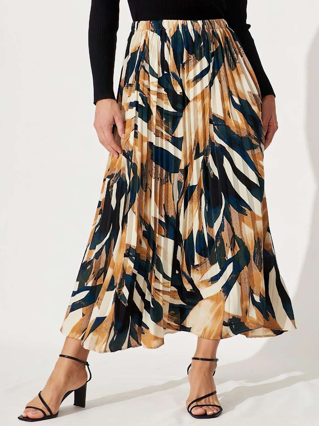 

OTABU Printed A-Line Maxi Skirts, Yellow