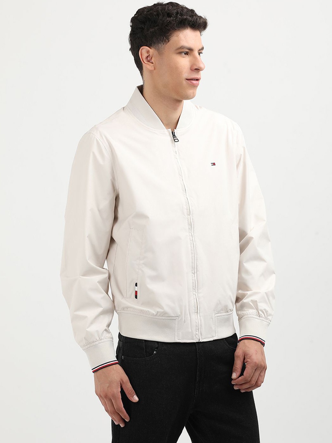 

Tommy Hilfiger Men Stand Collar Bomber Jacket, Beige
