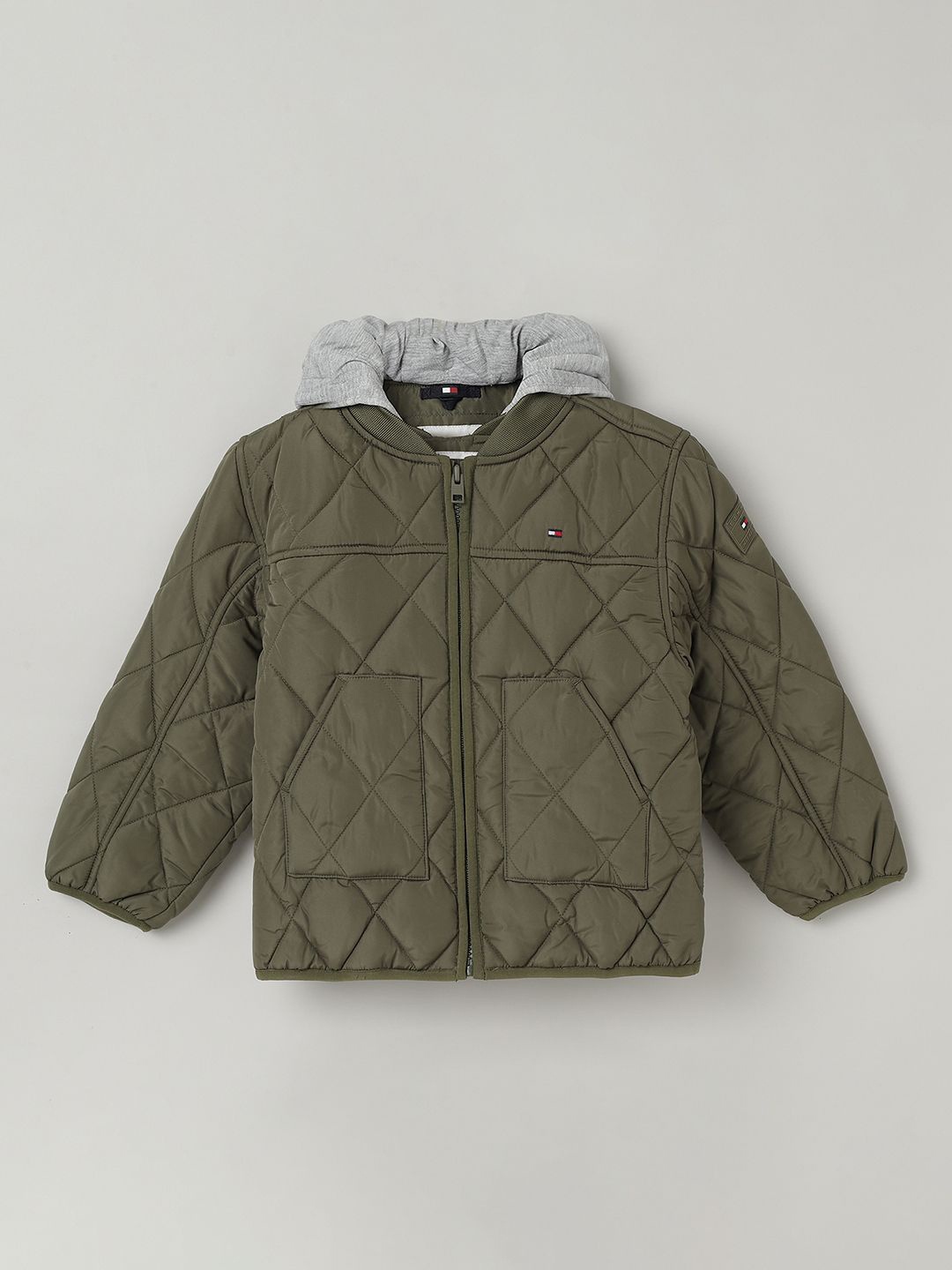 

Tommy Hilfiger kids Boys winter Crop Quilted Jacket, Olive