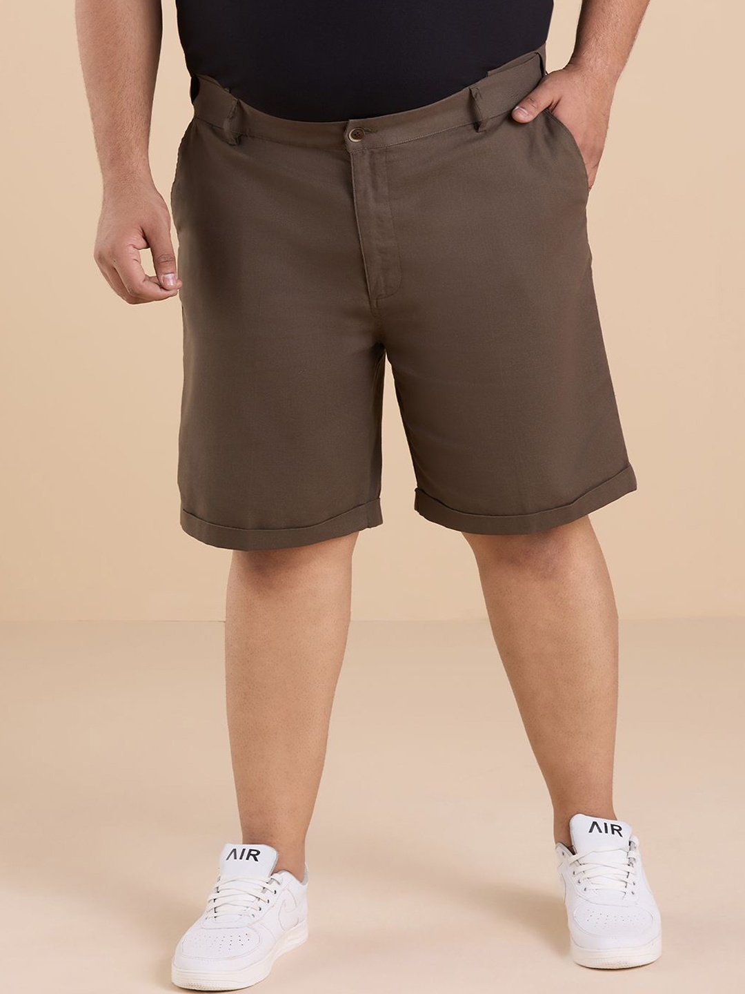 

Big Hello - The Plus Life Men Chino Shorts, Coffee brown