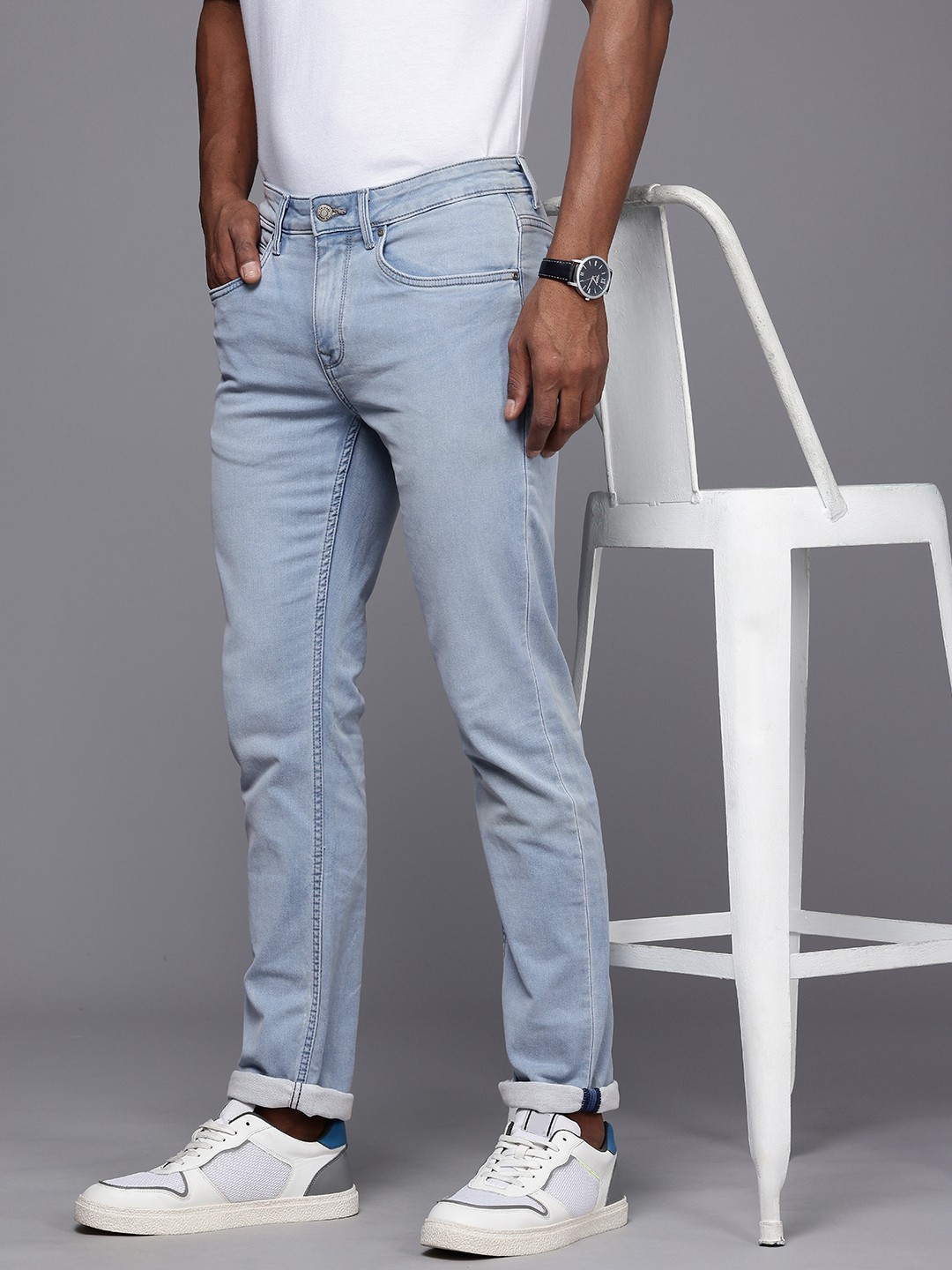 

Louis Philippe Jeans Men Slim Fit Low-Rise Stretchable Jeans, Blue