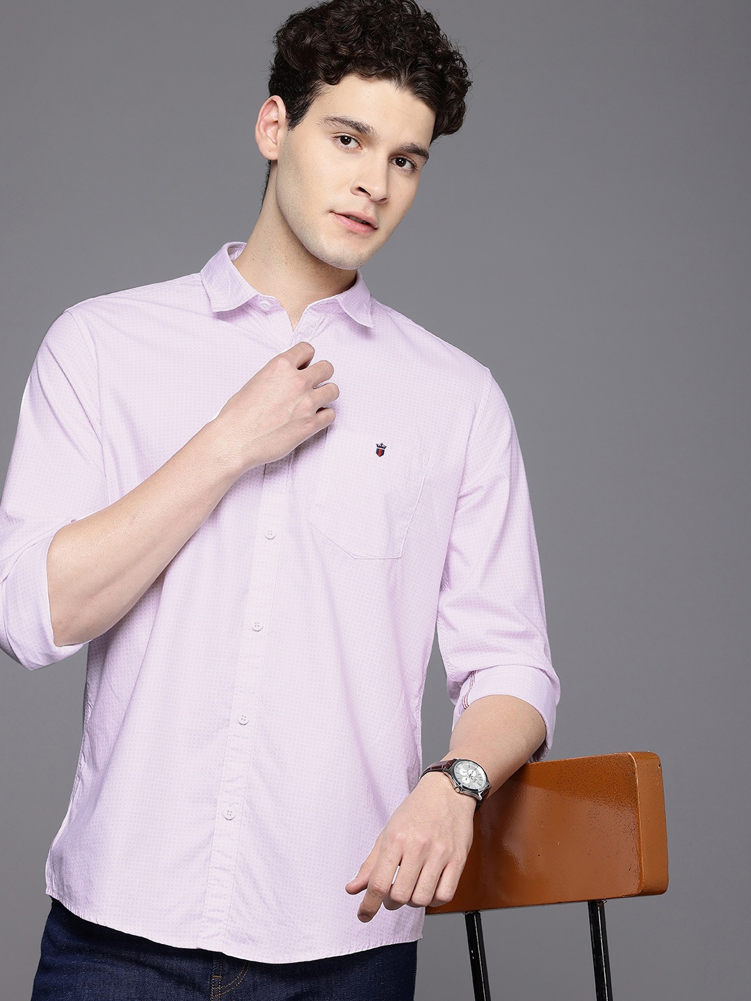 

Louis Philippe Jeans Pure Cotton Slim Fit Opaque Printed Casual Shirt, Lavender