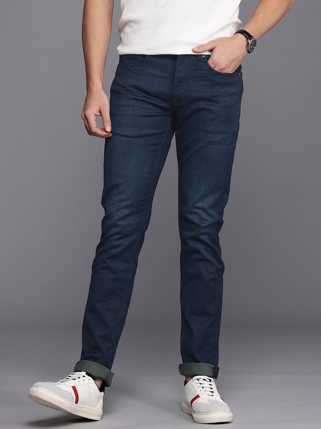

Louis Philippe Jeans Men Slim Fit Low-Rise Light Fade Jeans, Blue