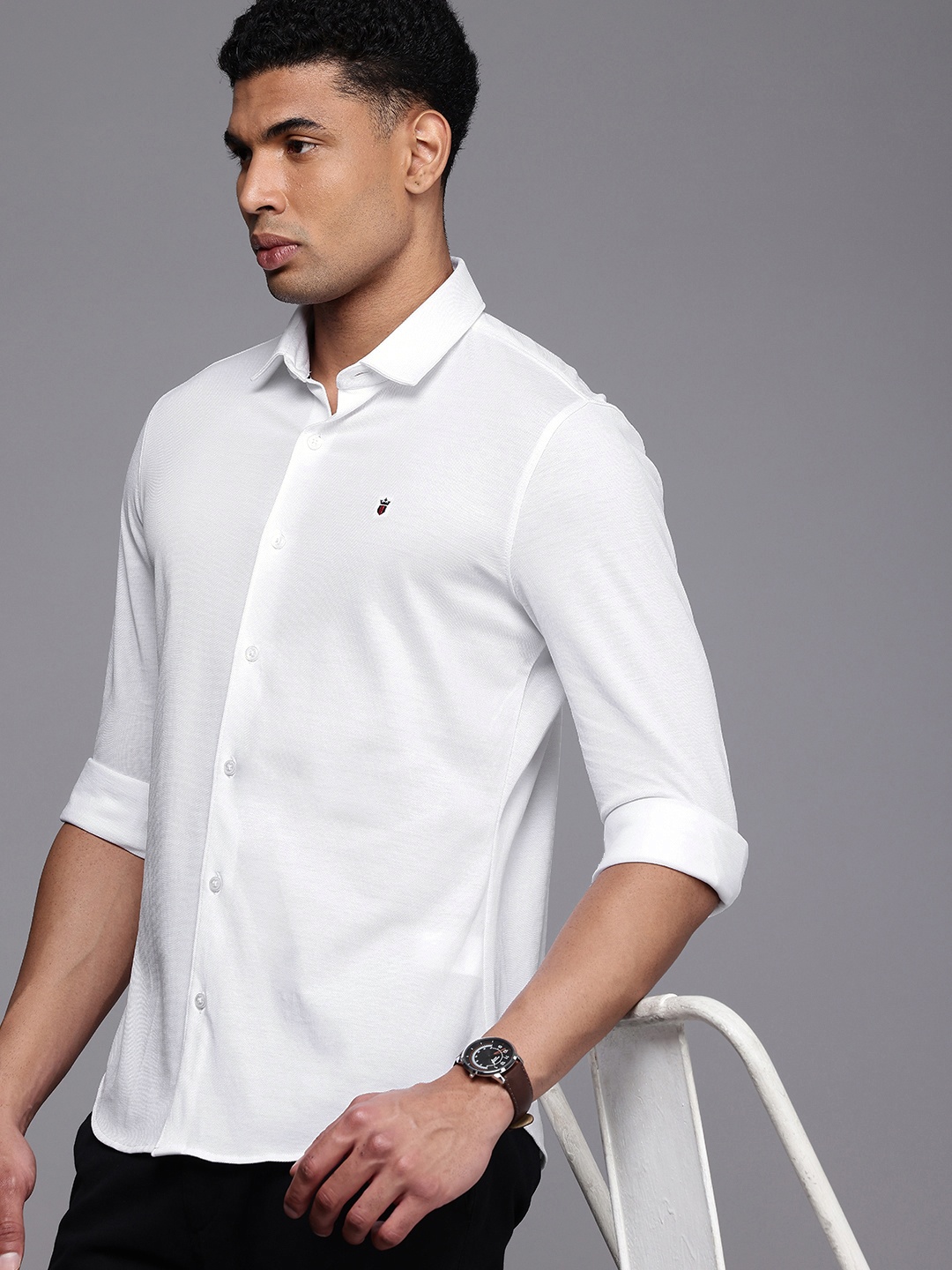 

Louis Philippe Sport Pure Cotton Smart Slim Fit Opaque Casual Shirt, White