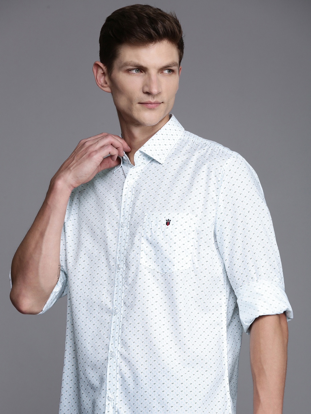 Louis Philippe Sport Slim Fit Floral Printed Casual Shirt, White