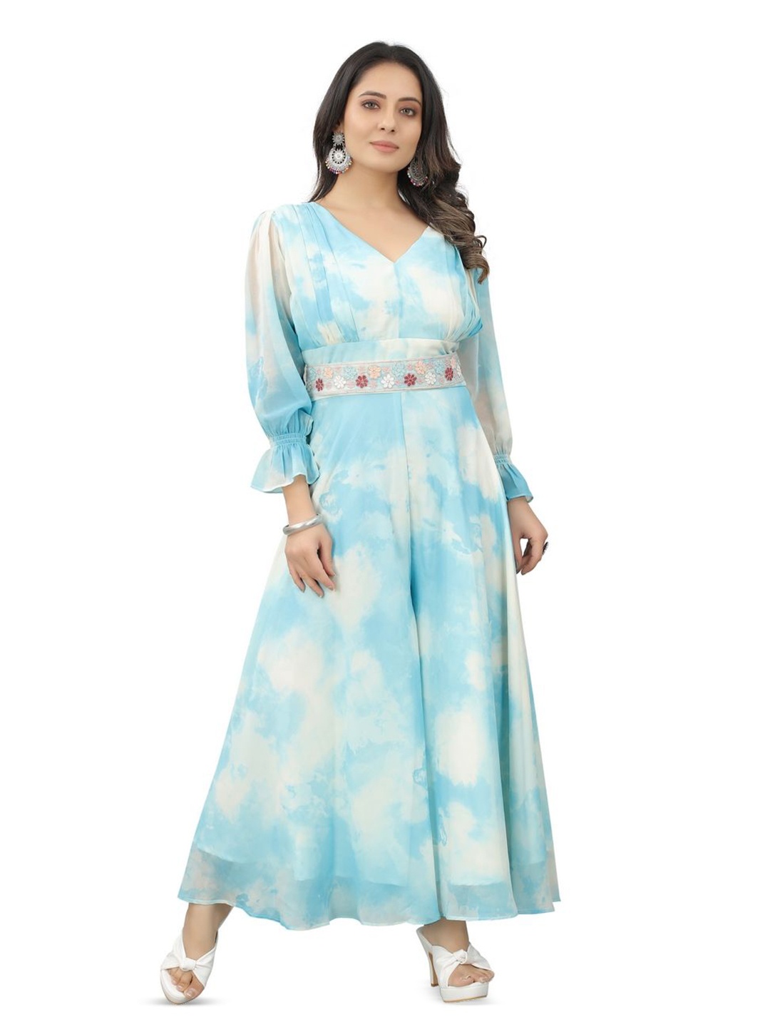

PYARI - A style for every story Printed Basic Jumpsuit, Blue