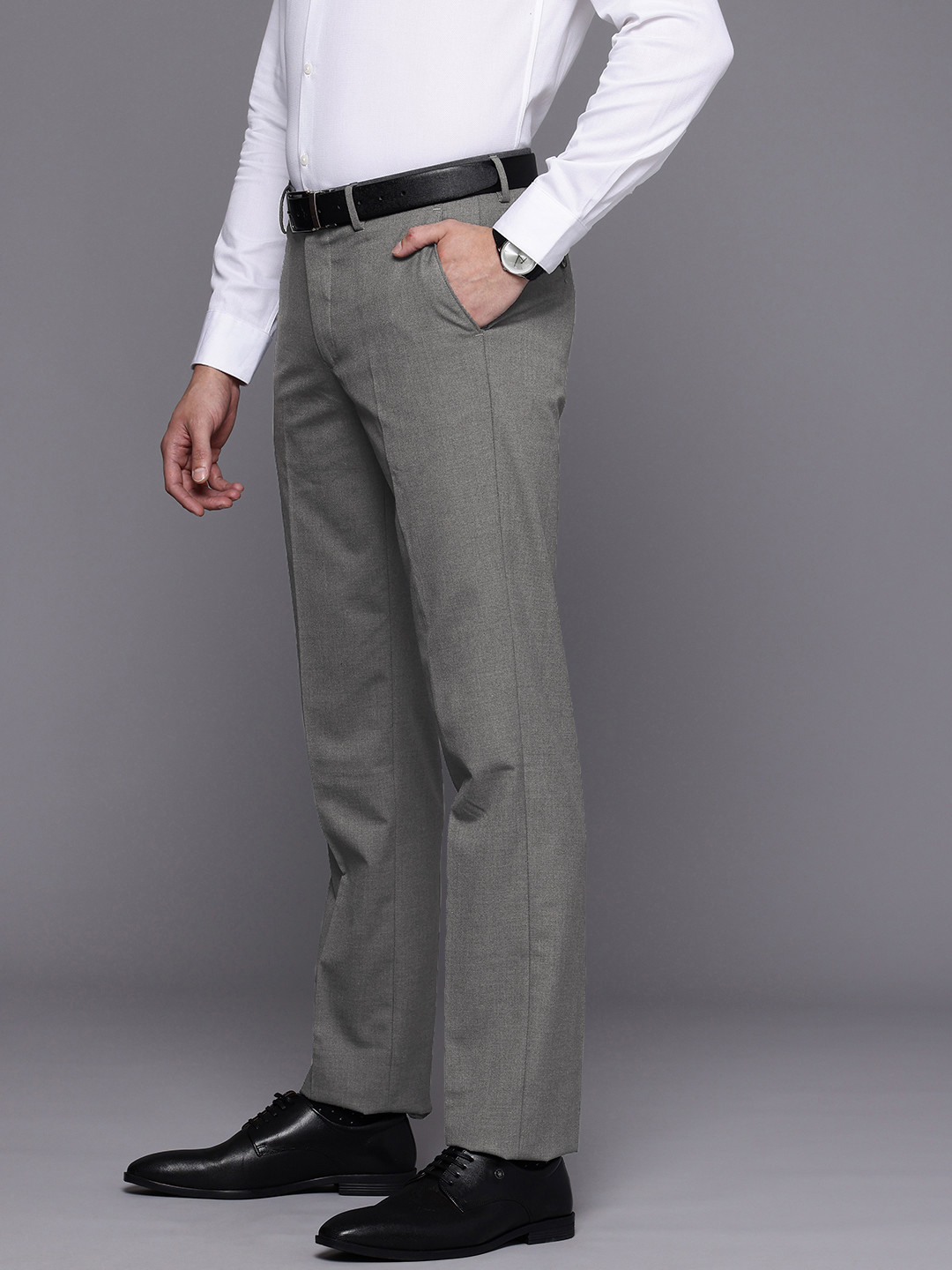 

Louis Philippe Men Regular Formal Trousers, Grey