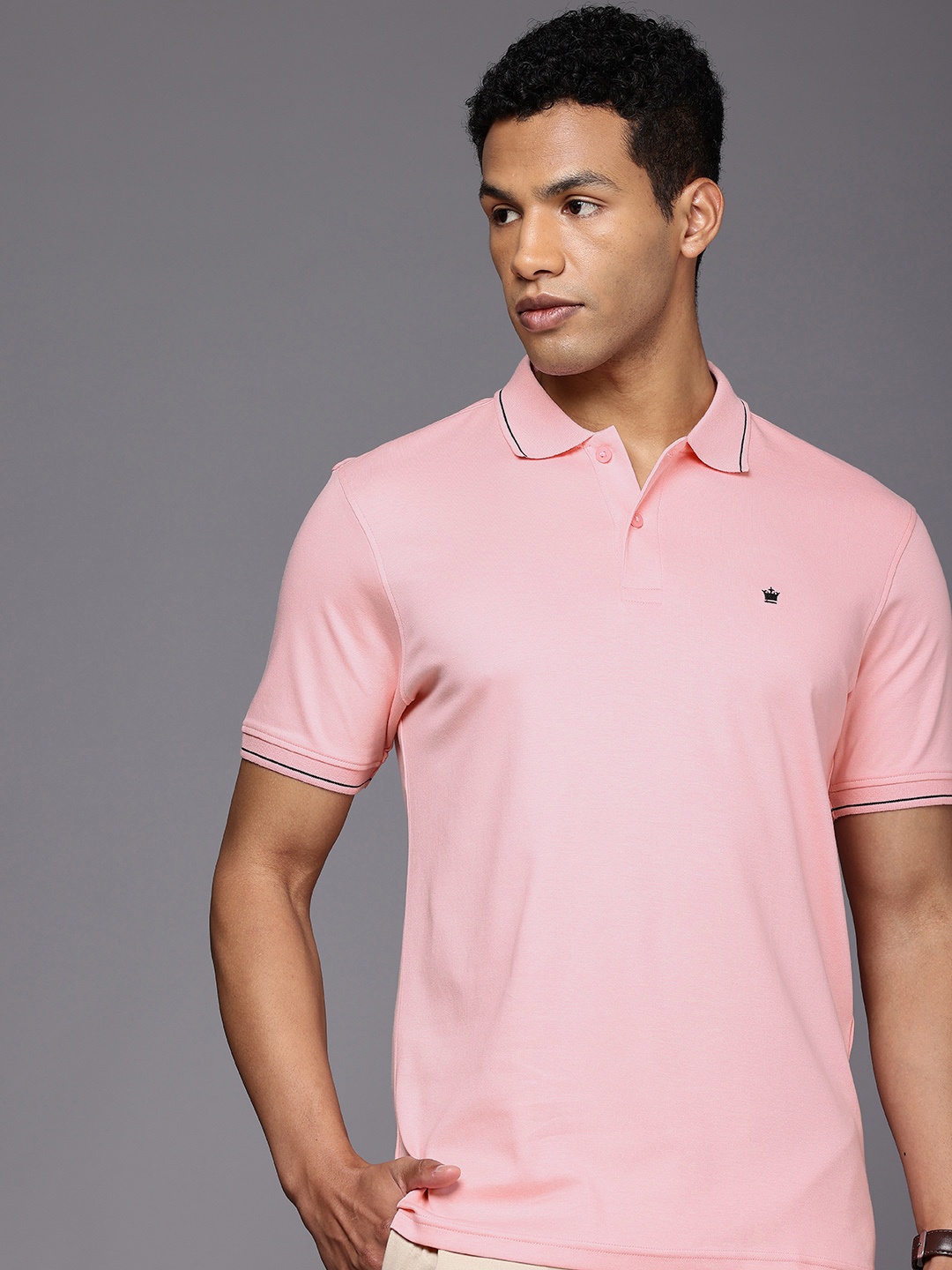 

Louis Philippe Polo Collar Pure Cotton T-shirt, Pink