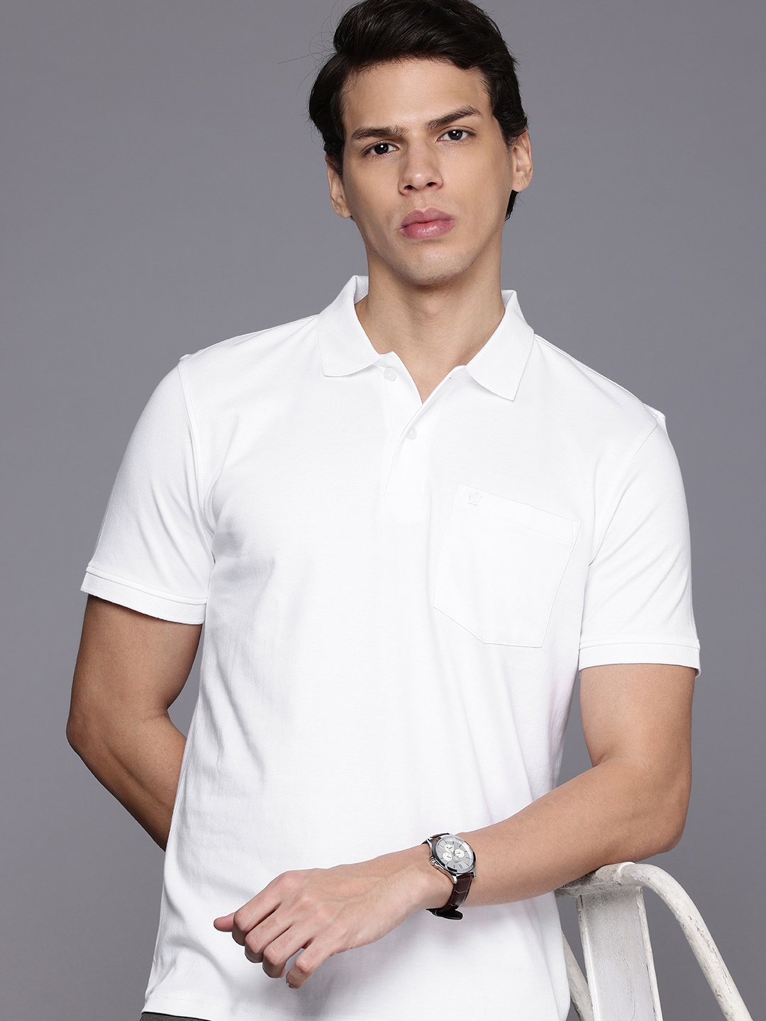 

Louis Philippe Polo Collar Pure Cotton T-shirt, White