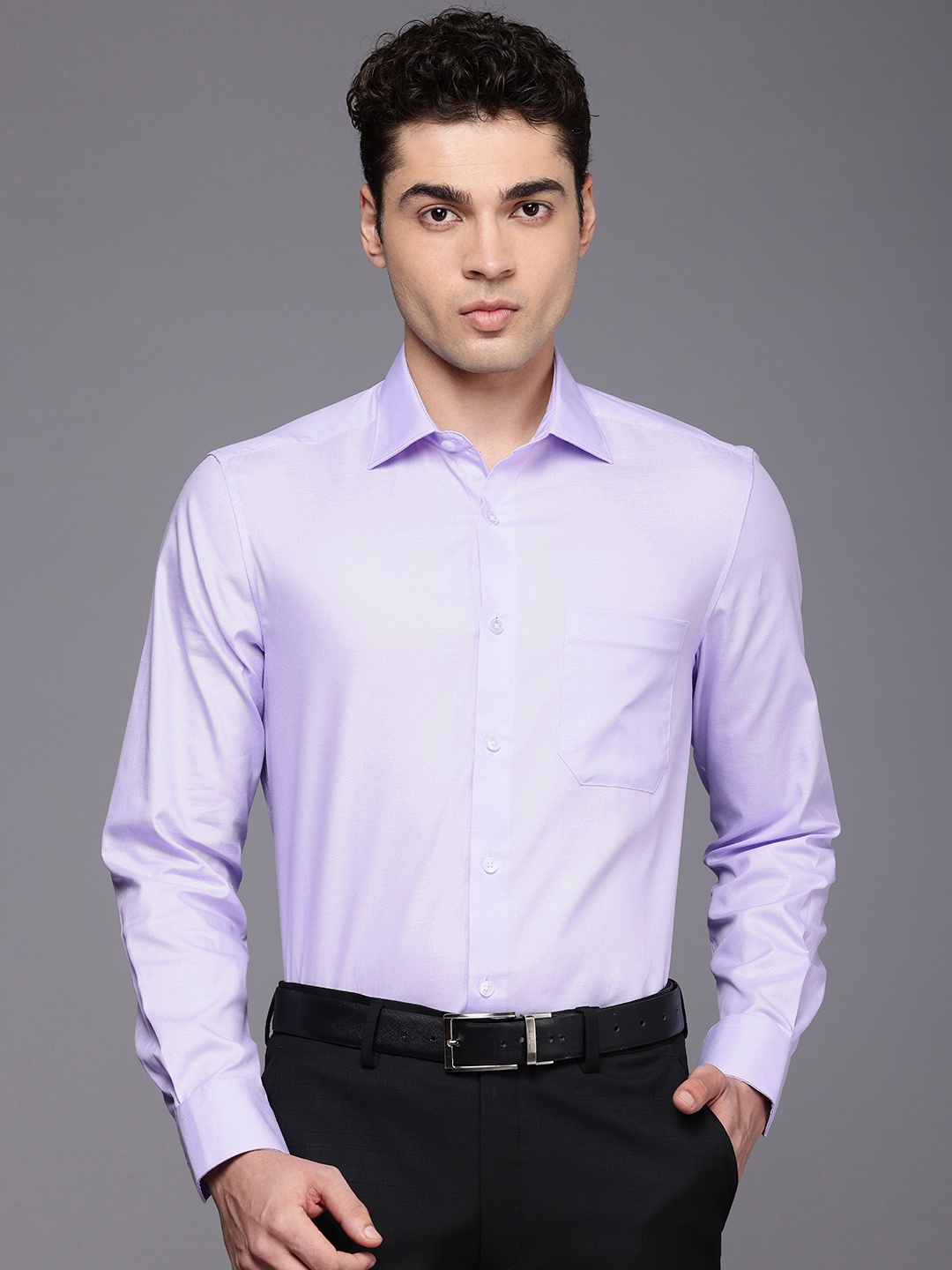 

Louis Philippe Men Cotton Wrinkle Resistant Regular Fit Formal Shirt, Lavender