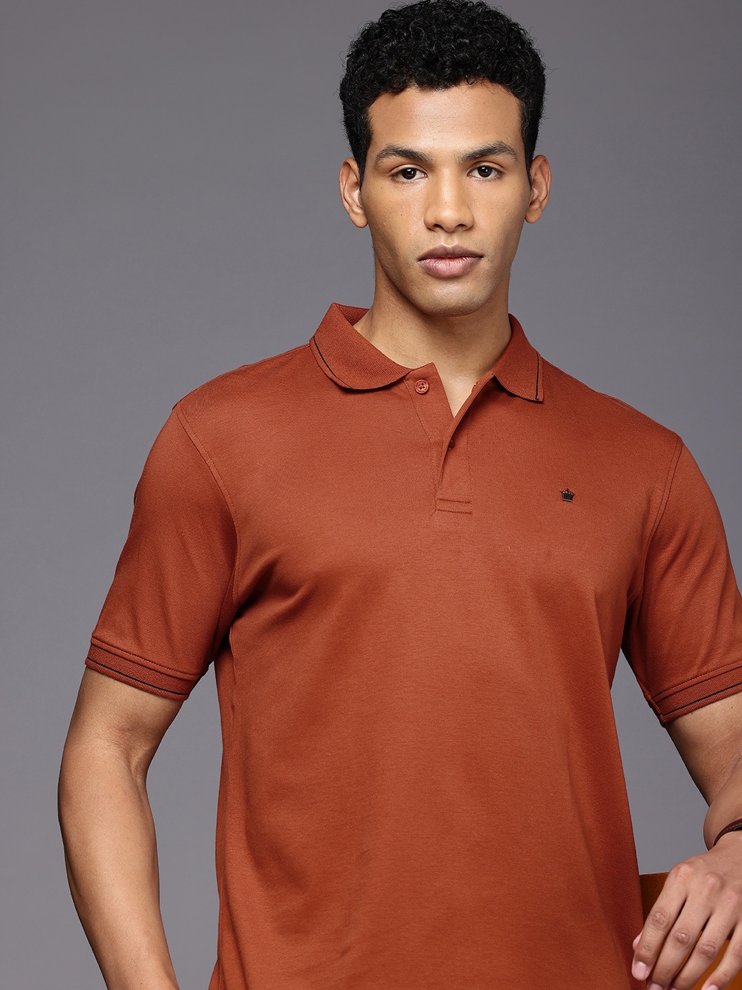 

Louis Philippe Polo Collar Pure Cotton T-shirt, Rust