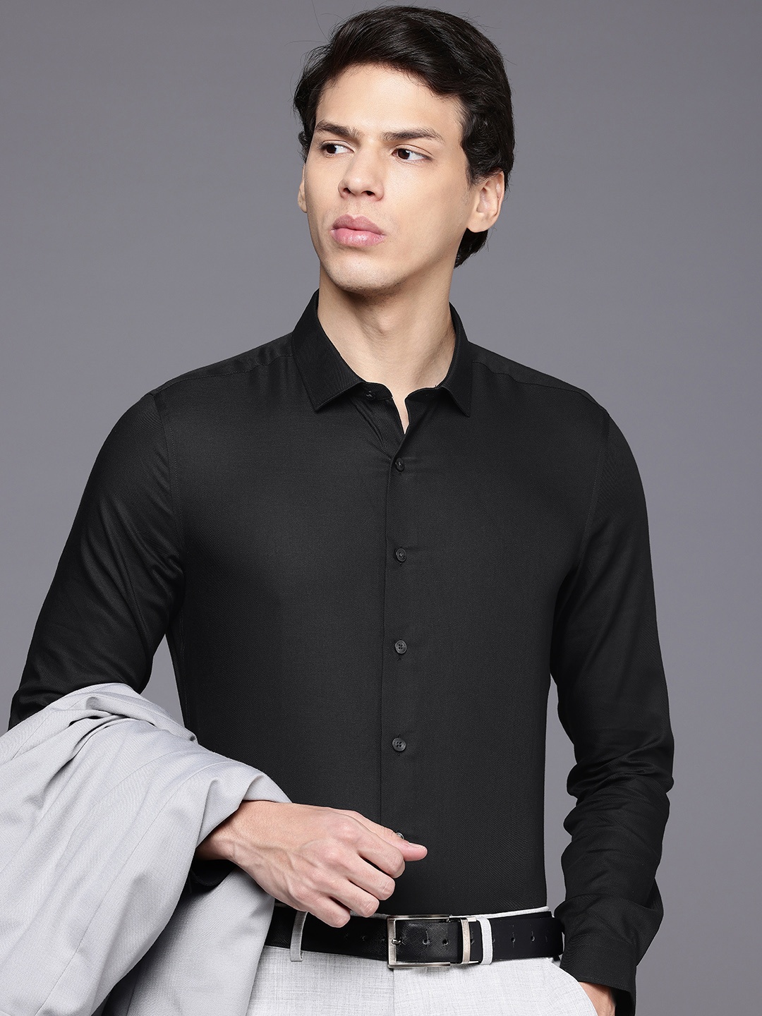 

Louis Philippe Super Slim Fit Pure Cotton Formal Shirt, Black