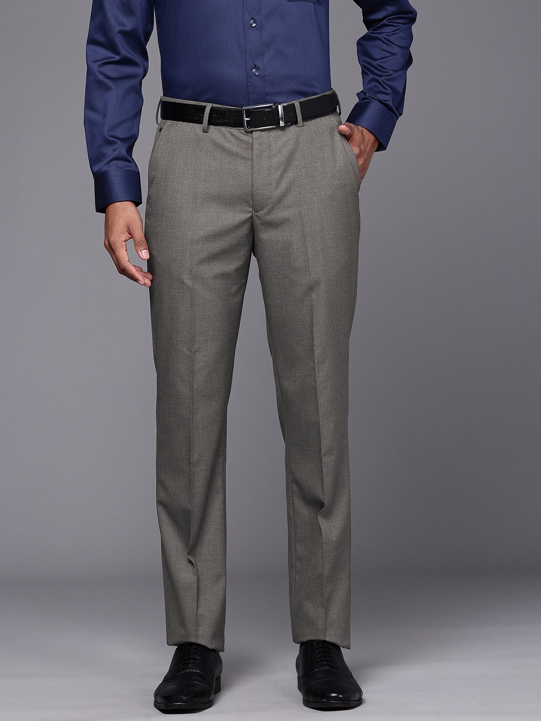 

Louis Philippe Men Slim Fit Formal Trousers, Charcoal