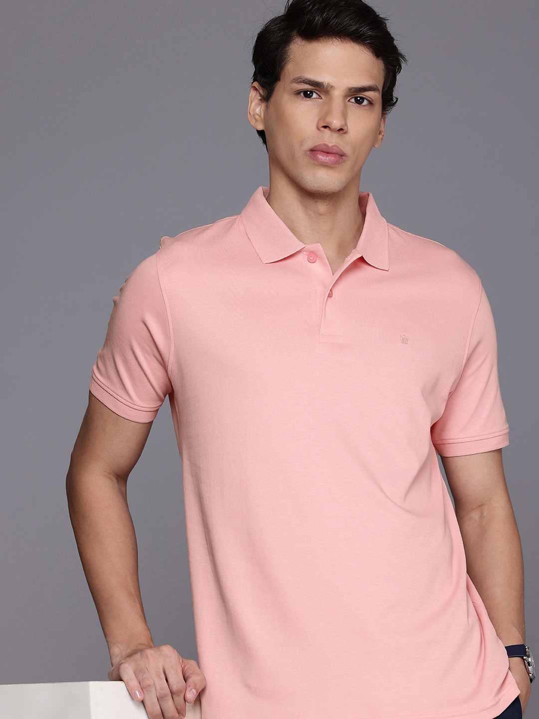 

Louis Philippe Polo Collar Pure Cotton T-shirt, Pink