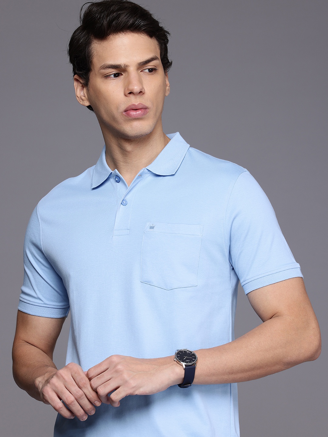 

Louis Philippe Polo Collar Pure Cotton T-shirt, Blue