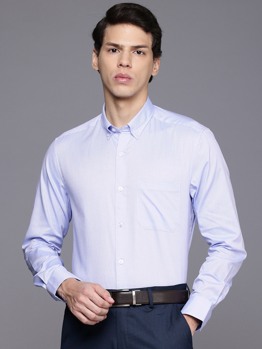 

Louis Philippe Pure Cotton Classic Fit Opaque Formal Shirt, Blue