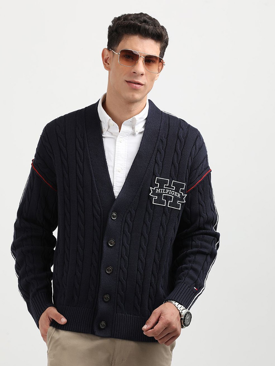 

Tommy Hilfiger Men Cable Knit Cardigan, Blue