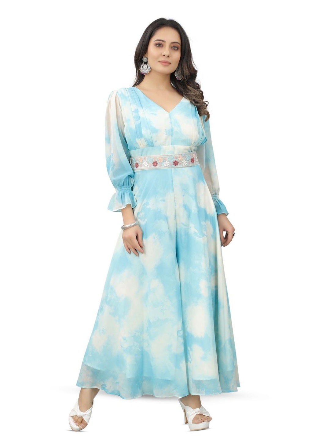 

Titanium Silk Industries Printed Basic Jumpsuit, Blue