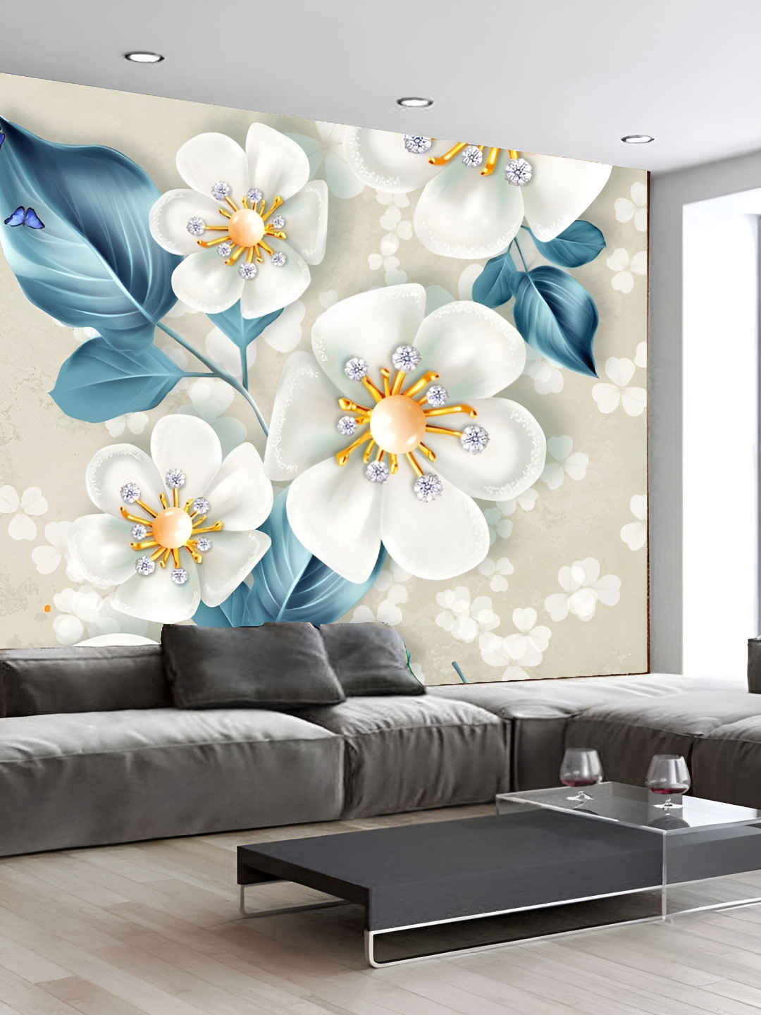 

Aura Blue & White Floral Printed Self Adhesive Wall Sticker