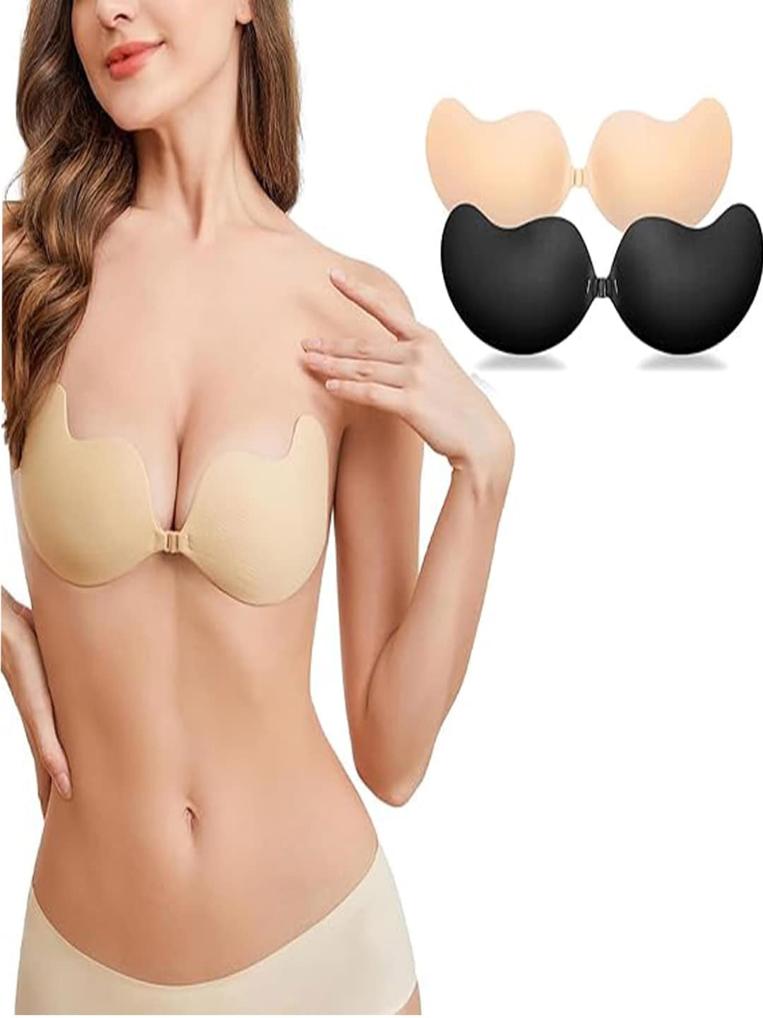 

Xivir Set of 2 All Day Comfort Stick-On Lingerie accessories, Black