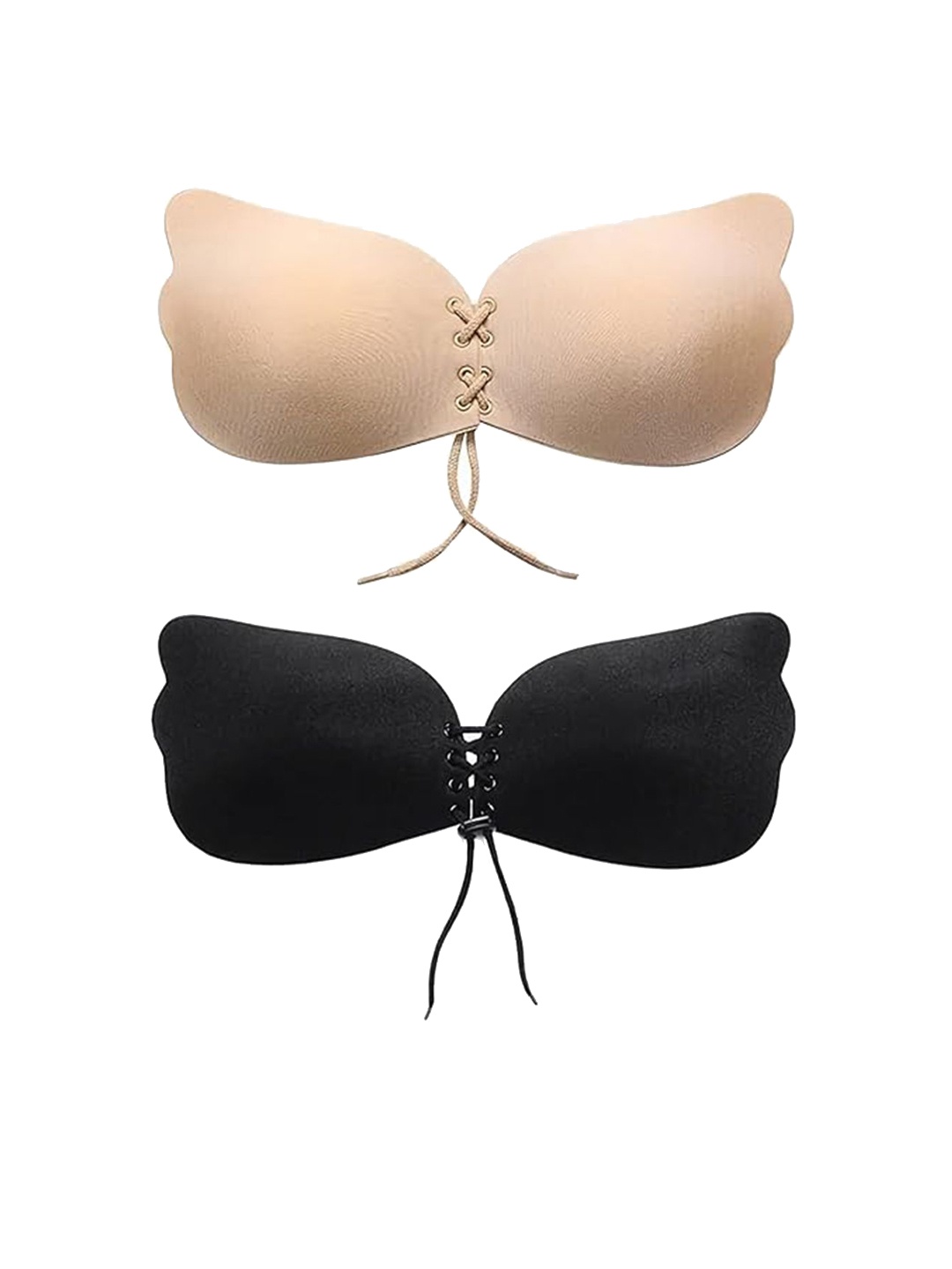 Xivir Set of 2 All Day Comfort Stick-On Lingerie accessories, Black
