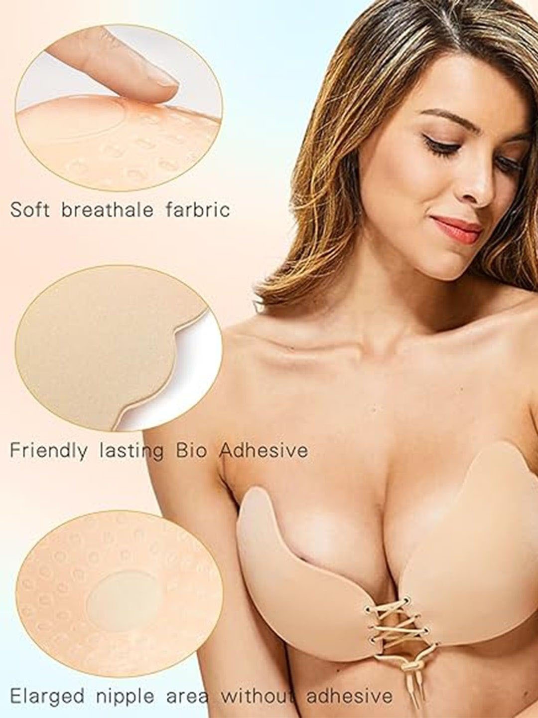 

Xivir Set of 2 All Day Comfort Stick-On Lingerie accessories, Beige