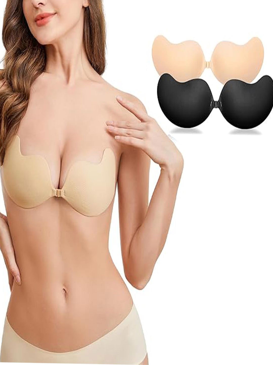 Xivir Set of 2 All Day Comfort Stick-On Lingerie accessories, Beige